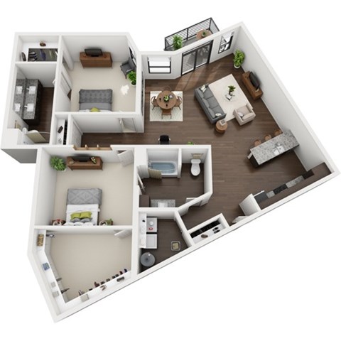 Floor plan for 2 beds, 2 baths, 1552 sqft